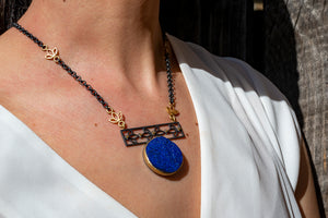 Lapis Tulip panel Necklace