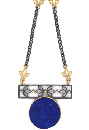 Lapis Tulip panel Necklace